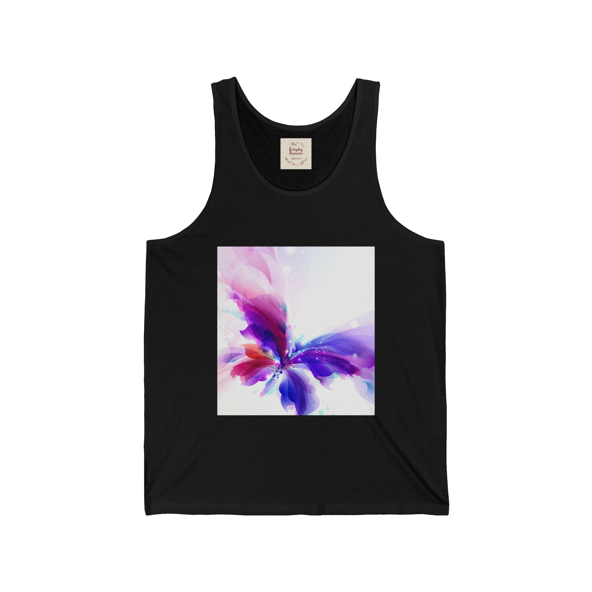 Abstract Purple Butterfly Tank Top — Floral Watercolor Art Graphic Tank